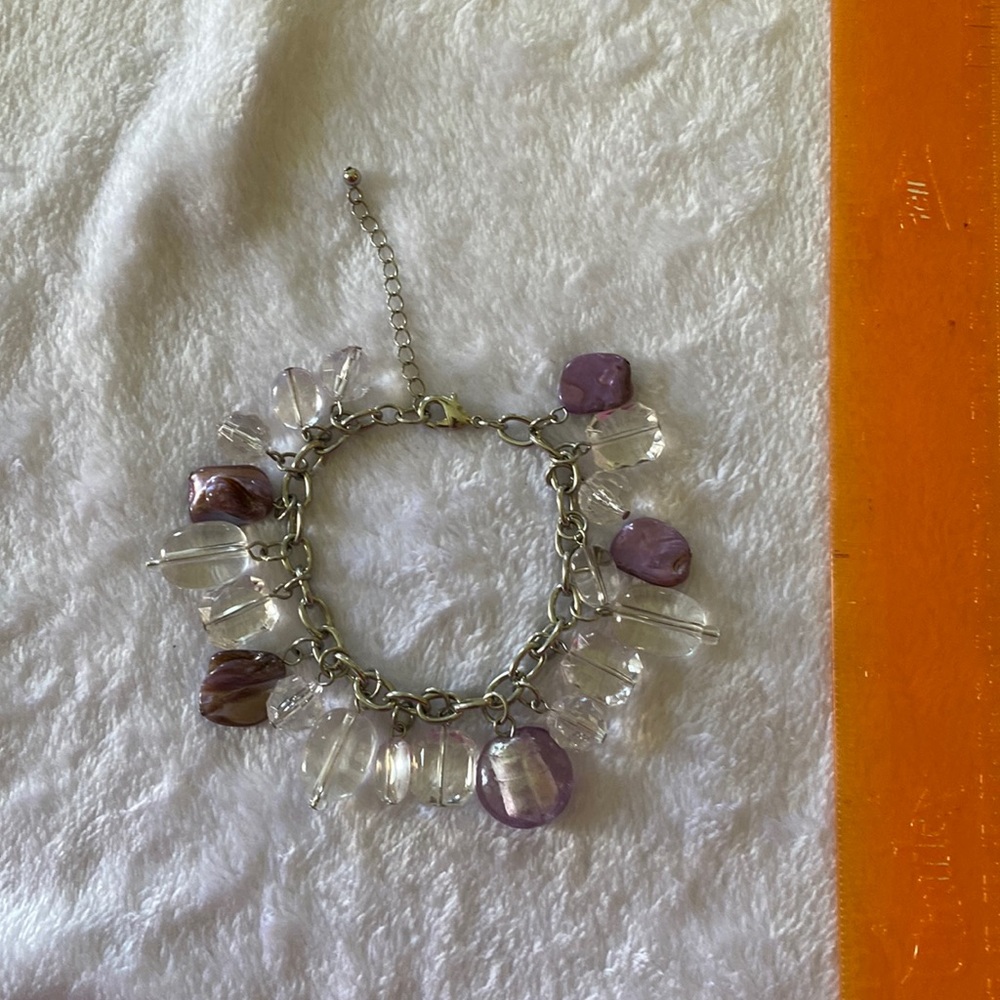 Silver and lavender bracelet.
